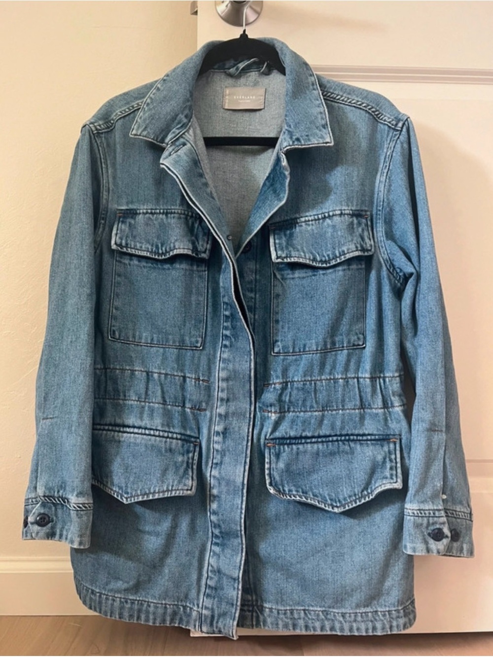 Everlane Organic Cotton Denim Field Jacket Women’s S Utility Chore 4 Pocket